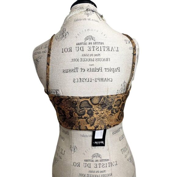 Nasty Gal Women's Sting Bikini Top L Snake Print Cut-Out Tie-Back Swimwear Beach - Picture 4 of 6